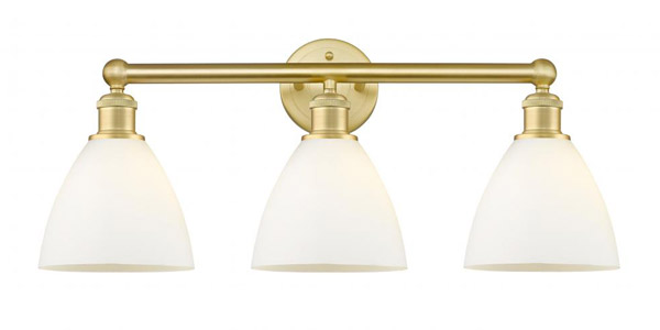 Bristol Collection 3-Light Bath Vanity in Satin Gold with Matte White Glass Shades Innovations 616-3W-SG-GBD-751