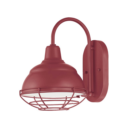 R Series Collection 1-Light Outdoor Wall Mount Lantern in Satin Red with Caged Bulb Millennium