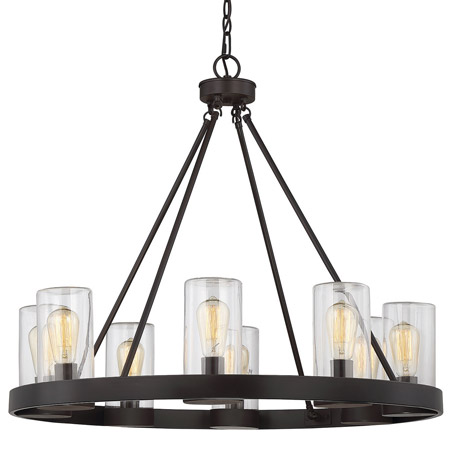 Inman Collection 8-Light Outdoor Chandelier in English Bronze with Clear Cylindrical Glass shades Savoy House 1-1130-8-13