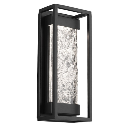 Elyse Collection LED Outdoor Wall Sconce in Black with Undulating Pattern Glass Diffuser Modern Forms WS-W58012-BK