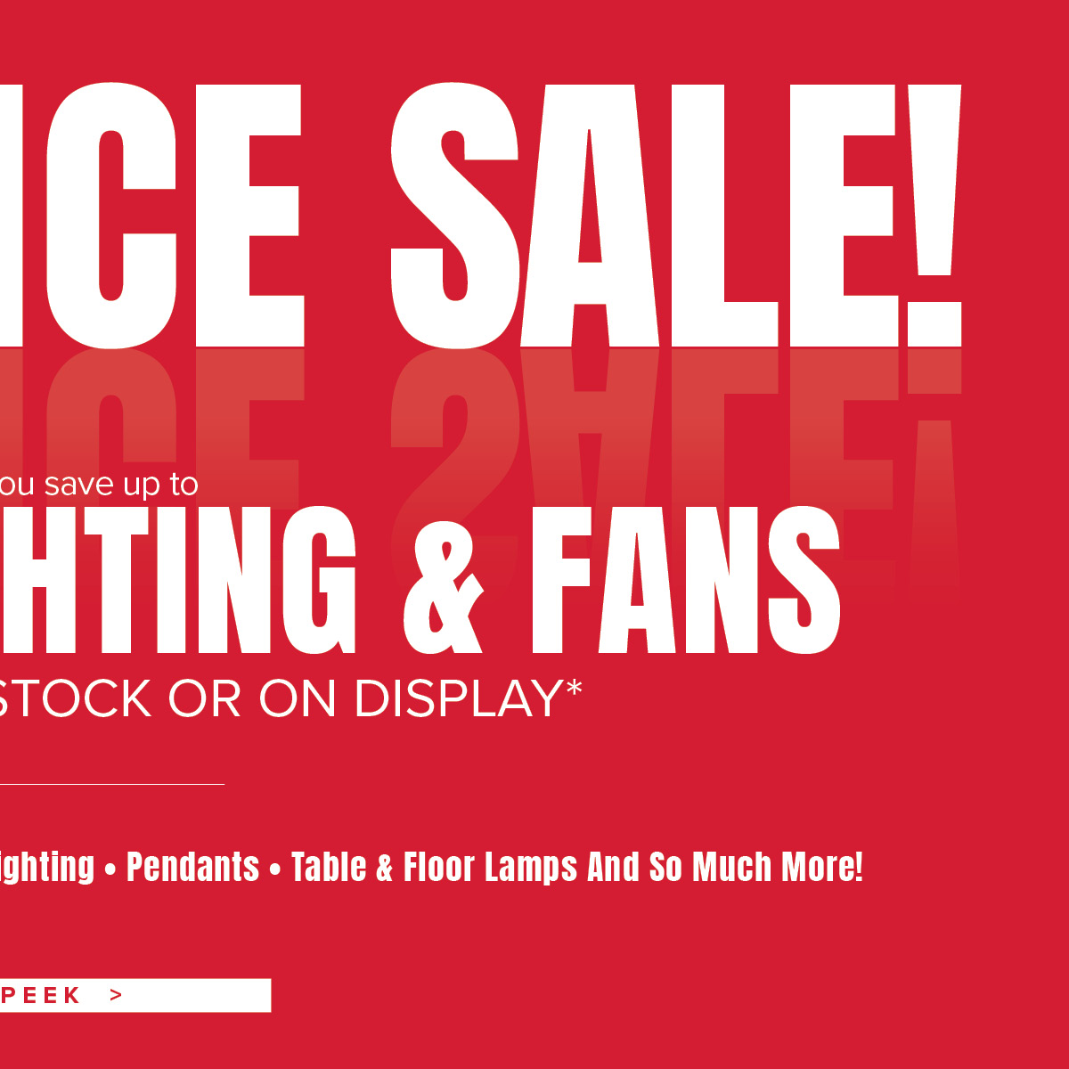 Lighting and fan clearance sale