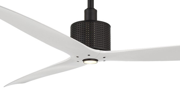 Spinster Collection 60” 3-Blade Ceiling Fan in Matte Black with Matte White Blades and Industrial Design Modern Forms FR-W2404-60L-MB-MW