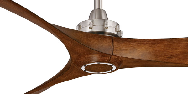 Aviation Collection 60” 3-Blade Ceiling Fan in Brushed Nickel with Distressed Koa Blades Minka Aire F853-BN-DK