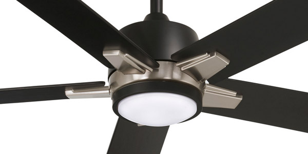 Stout Collection 54” 5-Blade Ceiling Fan in Coal with Coal Blades and Frosted White Glass LED Light Minka Aire F619L-CL-BN