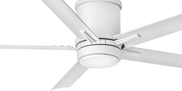 Vail Flush Collection 52” 5-Blade Ceiling Fan in Matte White with Matte White Blades and Etched Opal Glass LED Light Hinkley 902552FMW-LWD