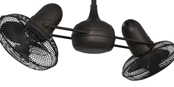 Dagny Collection 30” Double-Headed Ceiling Fan in Textured Bronze with 360° Rotational Capacity Matthews Fan DG-TB-MTL