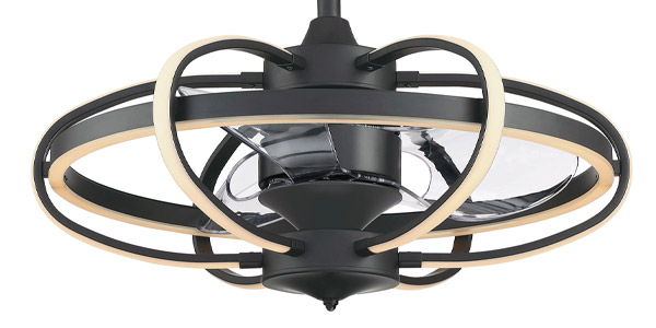 Obvi Collection 22” 3-Blade Fandelier in Black with Clear Blades and Opal Frosted LED Light Bands Fanimation FP3050BL