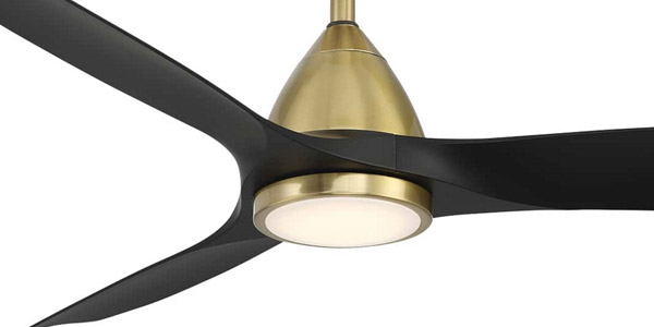 Skylark Collection 54” 3=Blade Smart Ceiling Fan in Soft Brass with Matte Black Blades Modern Forms FR-W2202-54L-SB-MB