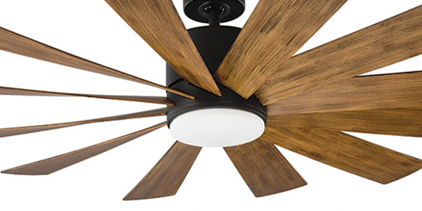 Windflower Collection 60” 12-Blade Ceiling Fan in Matte Black with Distressed Koa Blades Modern Forms FR-W1815-60L-MB-DK