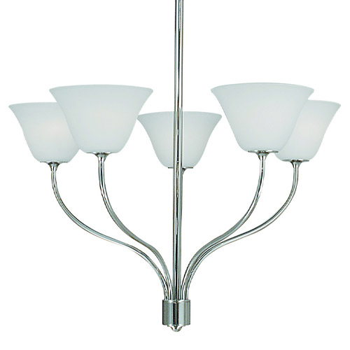 Maisonette Collection 5-Light Chandelier in Polished Silver with Organic White Glass Shades Framburg 5255 PS