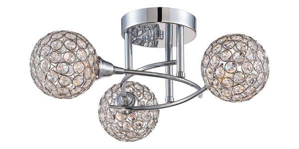 Shimmer Collection 3-Light Flush Mount in Polished Chrome with Metal-Ringed Crystal Shades Quoizel PCSR1716C
