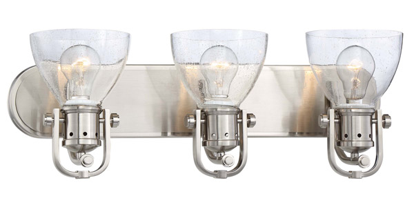Bath Collection 3-Light Bath Vanity in Brushed Nickel with Clear Glass Shades Minka-Lavery 3413-84