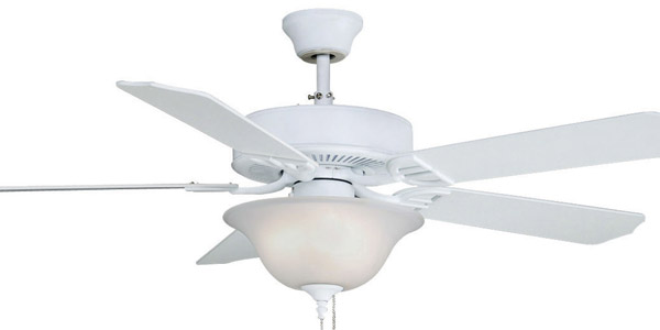 Aire Décor Bowl Collection 52” 5-Blade Ceiling Fan in Matte White with White Frosted Glass Shade Fanimation BP220MW1