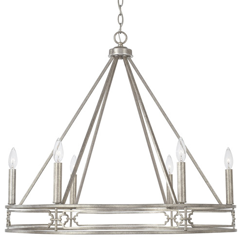 Merrick Collection 6-Light Chandelier in Antique Silver with Double-Banded Frame Capital 443461AS