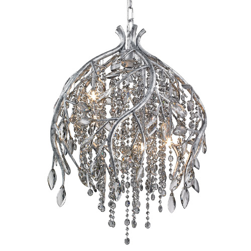 Autumn Twilight Collection 5-Light Pendant in Mystic Silver with Cascading Glass Beads Golden 9903-5P MSI