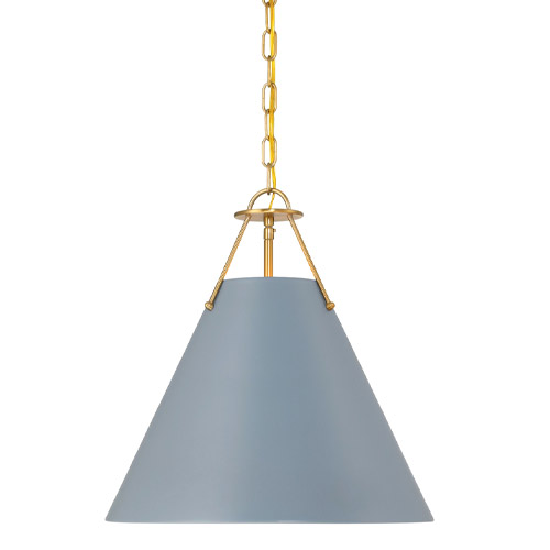 Xavier Collection 3-Light Pendant in Vibrant Gold with Outer Blue / Inner White Metal Shade Crystorama XAV-B8305-VG-BL