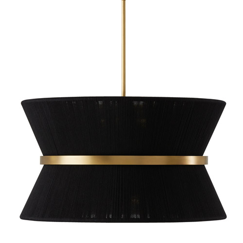 Cecelia Collection 8-Light Pendant in Black Rope and Patinaed Brass with Hourglass Shade Capital 341281KP