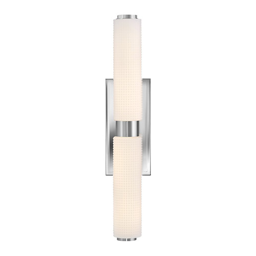 Lottie Collection LED Vanity Light in Chrome with Banded Etched Opal Holophane Glass Diffuser Hinkley 57432CM