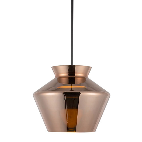 Trinity Collection LED Pendant in Black with Opaque Copper Glass Shade Kuzco PD62013-BK-CP