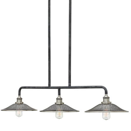 Rigby Collection LED Linear Chandelier in Aged Zinc with Two-Tone Mesh Shades Hinkley 4364DZ