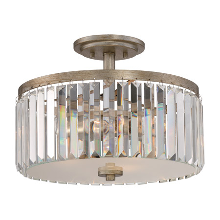 Mirage Collection 3-Light LED Flush Mount in Vintage Gold with Clear Bevel Cut Glass Shade Quoizel MIR1715VG
