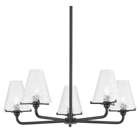 Irene Collection 5-Light Chandelier in Soft Black with Patterned Glass Shades Mitzi H495805-SBK