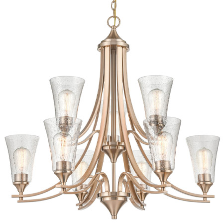 Natalie Collection 9-Light Chandelier in Modern Gold with Clear Seeded Glass Shades Millennium 1469-MG