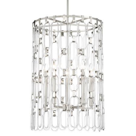 Charming Collection 5-Light Foyer Pendant in Polished Nickel with Clear Glass Clips Shade Kovacs P5385-613