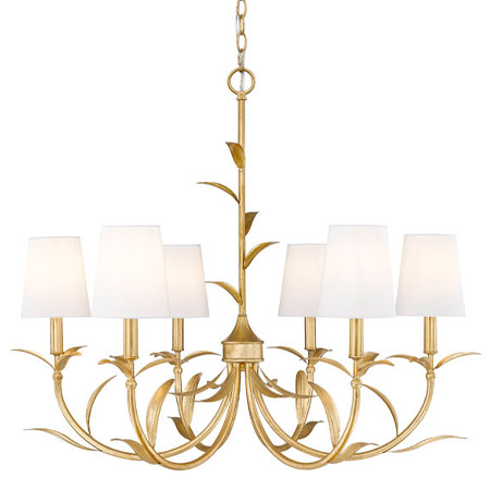 Aslin Collection 6-Light Chandelier in Gold Leaf with Delicate Fronded Arms Z-Lite 830-31GLF