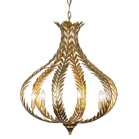 Atlas Collection 6-Light Chandelier in Grecian Gold with Olive Branch-Inspired Arms Savoy House 1-4000-6-31