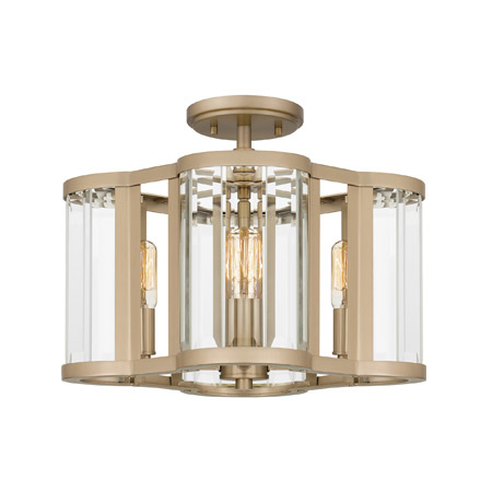 Renee Collection 4-Light Semi Flush Mount in Bronze Gold with Clear Beveled Glass Shades Quoizel QSF6193BGD