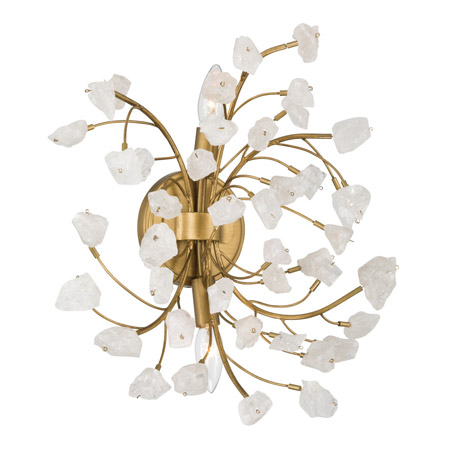 Ramus Collection 2-Light Wall Sconce in Painted Legacy Brass with Crystalline Quartz Stone Accented Branches Minka-Lavery 13952-870