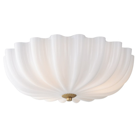 Bundt Collection 3-Light Flush Mount in Natural Aged Brass with Glossy Opal White Glass Shade Maxim Lighting 22650WTNAB