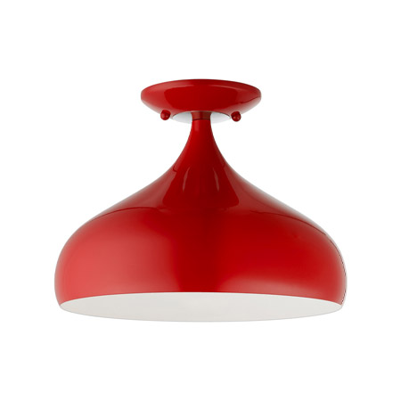 Amador Collection 1-Light Semi Flush Mount in Chrome with Shiny Red Outer / White Inner Shade Livex 41050-72