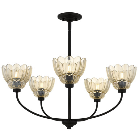 Whitecap Collection 5-Light Chandelier in Mottled Cocoa with Scalloped Alabaster Glass Shades Quoizel WHP5028MC