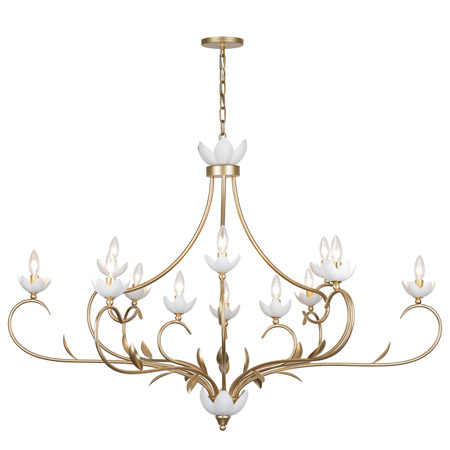 Muse Collection 12-Light Chandelier in French Gold with White Cashmere-Finished Candle Cups Savoy House 1-5186-12-59