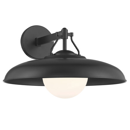 Cameo Shores 1-Light Outdoor Wall Mount Lantern in Coal with Etched Opal Glass Shade Minka-Lavery 73321-66A