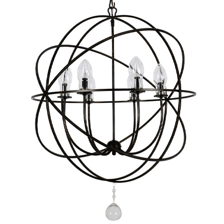 Solaris Collection 6-Light Outdoor Chandelier in English Bronze with Spherical Wrought Cage Crystorama SOL-9328-EB