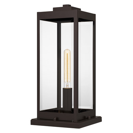 Westover Collection 1-Light Outdoor Post Mount Lantern in Western Bronze with Beveled Glass Panels Quoizel WVR9107WT
