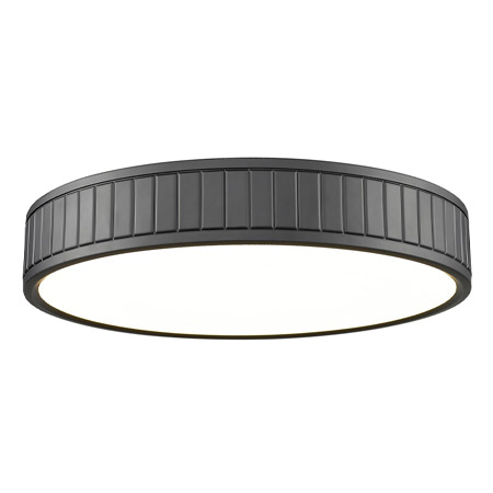 Madison Collection LED Flush Mount in Matte Black with Vertical Slats and Frosted Acrylic Diffuser Z-Lite 1005F16-MB-LED