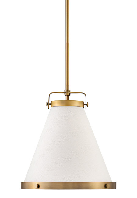 Lexi Collection LED Pendant in Lacquered Brass with Banded Off-White Textured Fabric Shade Hinkley 4997LCB
