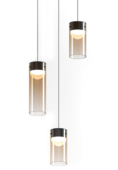 Highball Collection 3-light LED Chandelier in Polished Gunmetal with Clear Cylindrical Glass Shades ET2 E21183-05GM