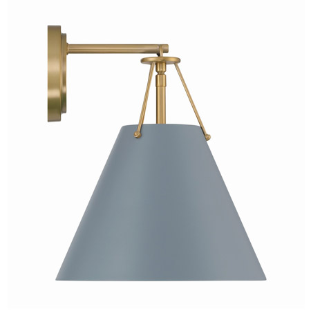Xavier Collection 1-Light Wall Sconce in Vibrant Gold with Blue Outer / White Inner Metal Shade Crystorama XAV-B8311-VG-BL