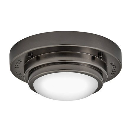 Porte Collection LED Flush Mount in Black Oxide with Etched Opal Glass Dome Diffuser Hinkley 32704BX