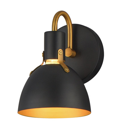Dusk Collection 1-Light Wall Sconce in Black/Antique Brass Maxim 12341BKAB