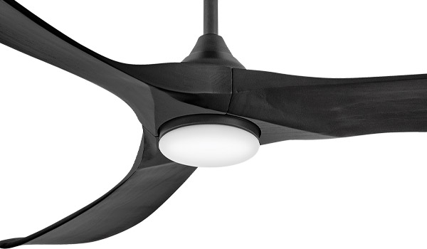 Swell Collection (indoor / outdoor) 72” 3-Blade Ceiling Fan in Matte Black with Integrated Etched Opal LED Diffuser Hinkley 903872FBB-LDD