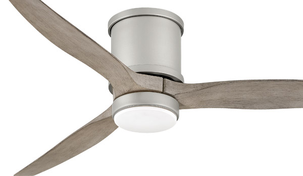 Hover Collection (indoor / outdoor) 52” 3-Blade Ceiling Fan in Brushed Nickel with Weathered Wood Blades and Etched Opal LED Diffuser Hinkley 900852FBN-LW
