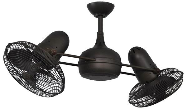 Dagny Collection Double-Headed Rotational Ceiling Fan in Textured Bronze with 180-degree Adjustable Arcs Matthews DG-TB-MTL
