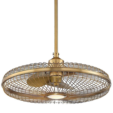 Wetherby Collection (indoor / outdoor) LED Fan D’Lier in Warm Brass with White Etched Glass LED Shade Savoy House 29-FD-122-322