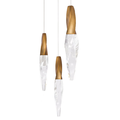 Kindjal Collection LED Pendant in Aged Brass with Optic Crystal Icicle Diffusers Schonbek BPD13203-AB